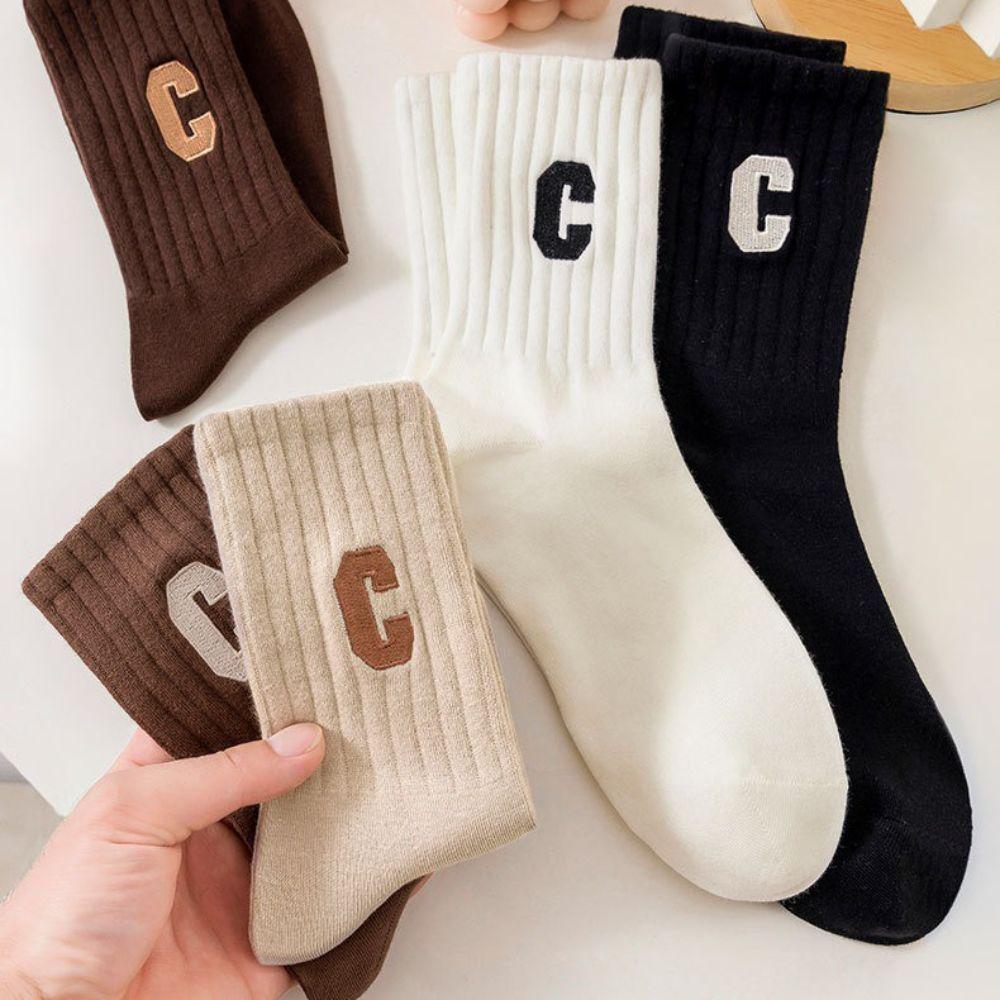 5 Pairs Casual Round Neck Women's Cartoon Socks Mid Tube Casual Men's Socks Breathable with Pattern Autum Winter Socks