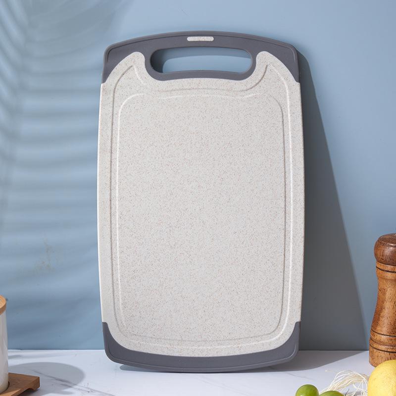 Double-Sided Non-Slip Wheat Straw Cutting Board with Wrapped Handle for Kitchen and Outdoor Use