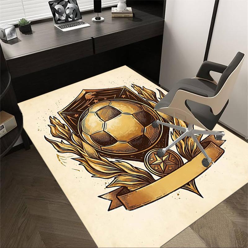 

1PC Soccer Ball Crest Non-Slip Floor Carpet Compatible for Office&Living Room&Bedroom&Dining room - Soft & Pattern-G0314 60cm by 90cm