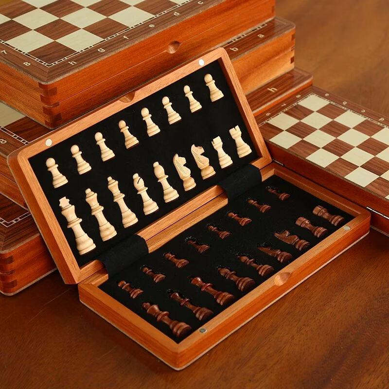 Qiuchao Solid Wood Magnetic Folding Chess Set