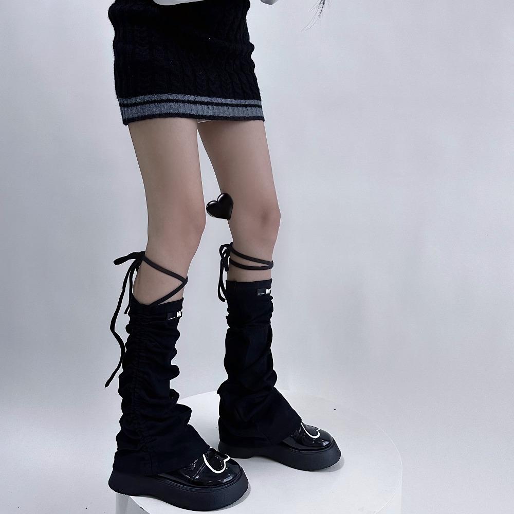 Y2k Striped Foot Covers Horn Drawstring Strap Boot Socks New Ankle Warmer  Autumn Winter