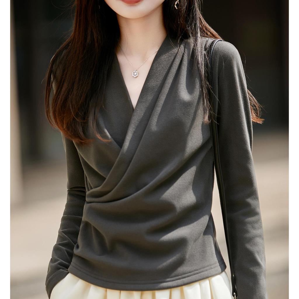 Chic Slimming V-Neck Women's T-Shirt - Autumn/Winter 2025 Collection