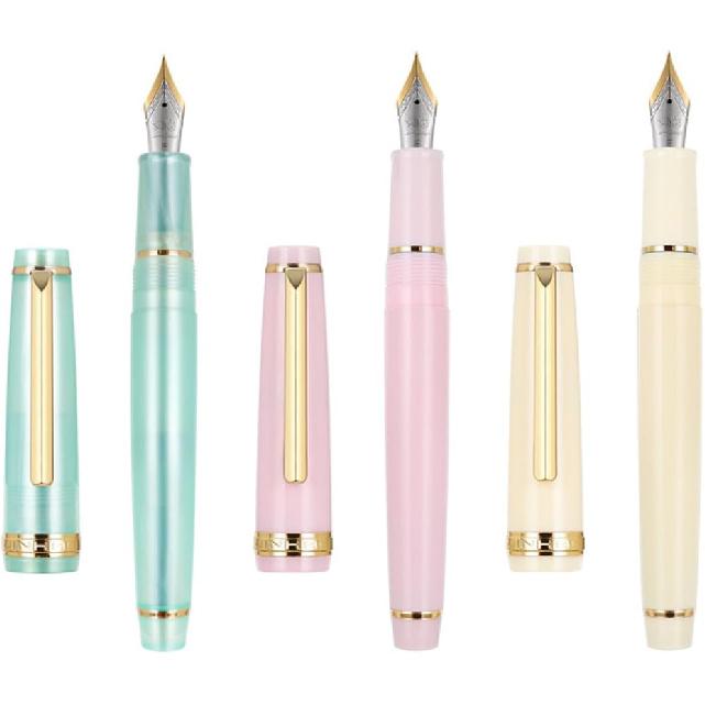 3 PCS Jinhao 82 Fountain Pen Cyan, Yellow and Green Acrylic, Iridium Fine Nib Gold Trim with Converter Set jinhao 82 Gold Trim-Blue-