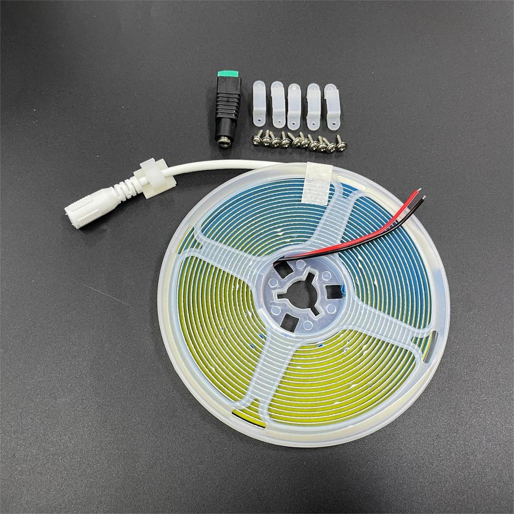 Clearhill 12V DC Taśma LED COB (Złącze przewodu żeńskiego + czarno-czerwonego), 5M Pomarańczowy, 320 LED/m, Mocne Światło, Szerokość 8mm, Nie wodoodporny, IP20,