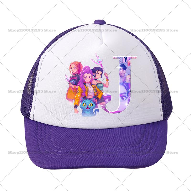 Kpop Demon Hunters Girl Baseball Cap Kawaii Sun Hat Parent Child Couple Casual Outdoor Hats Peaked Birthday Gift 26letters Round Sensory Compression