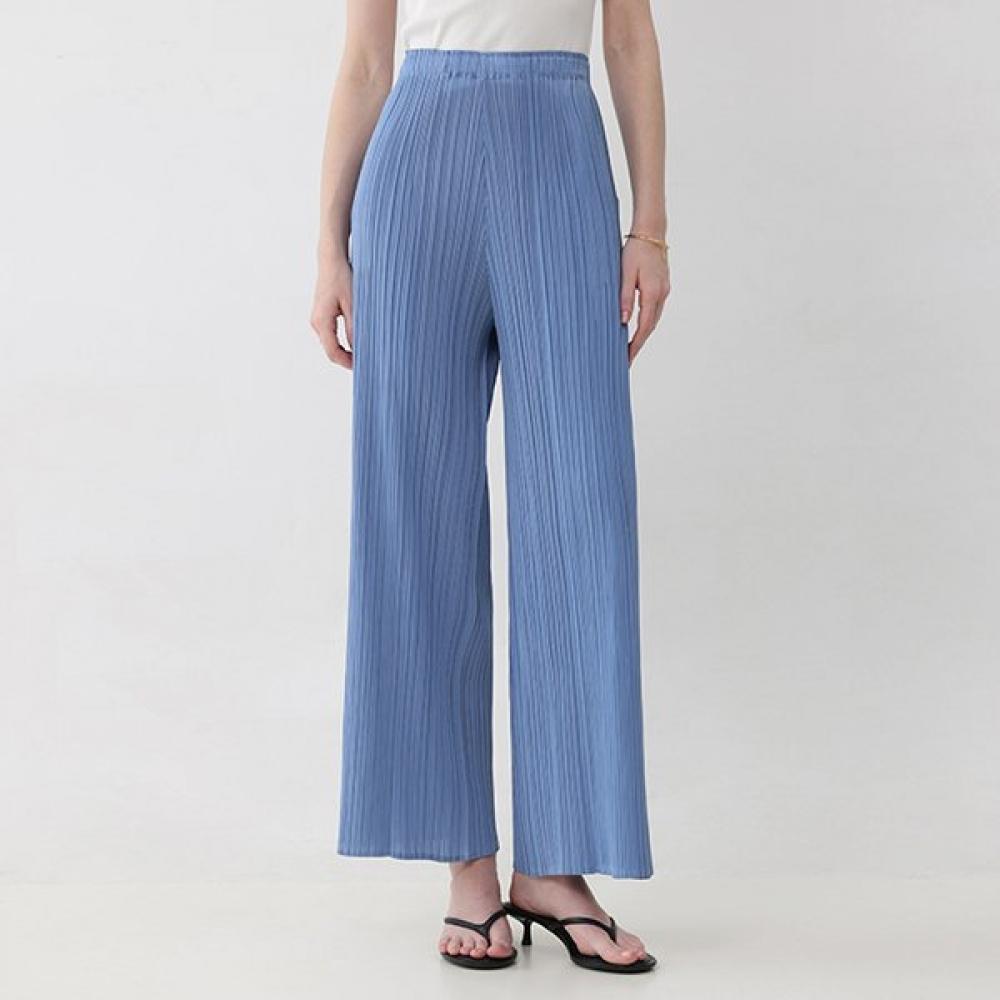Pliss Mood Linen Pleats Pants FREE/BLUE