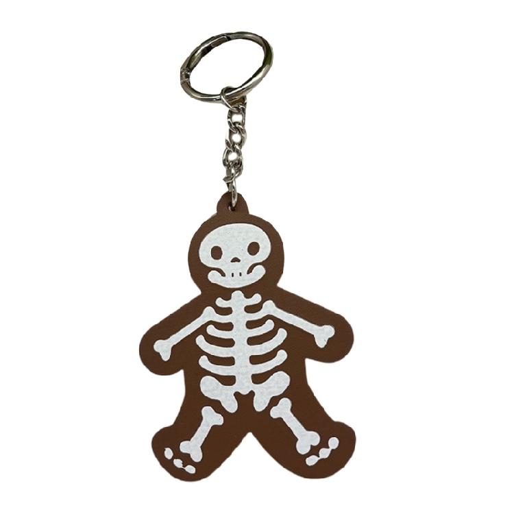 Spooky Skull Design Keychain Ornament With PU Leather Construction Accent For Gift Giving And Themed Celebrations