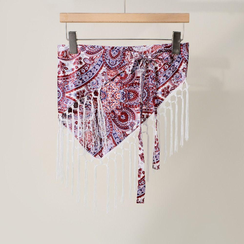 Paisley Print Hip Scarf Self-tie Waist Wrap Bohemian Tie-up Scarf  Beach Wear