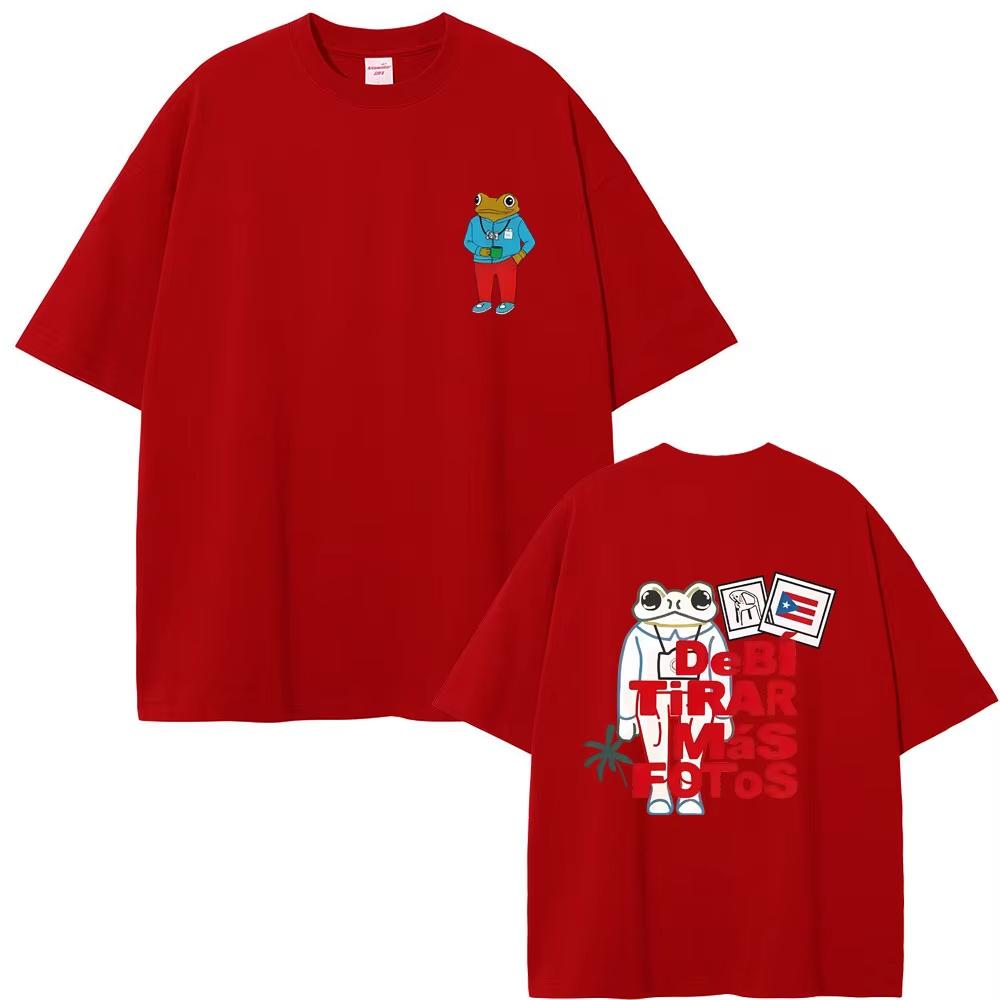 Rapper Bad Bunny Music Album Frog T-shirt Debi Tirar Mas Fotos DTMF World Tour T Shirts Men's Oversized T-shirts