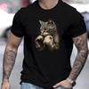 Boxende Katze mit Handschuhen Grafikdruck T-Shirt, Leichtes Sommer-T-Shirt Atmungsaktiv Kühl, Bequemes Tragen
