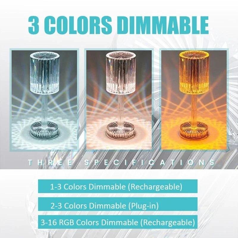 Crystal Rechargeable Led Light Touch Remote Control Night Lamp Bedroom Mood Light Bedside Lamp Night Lights Acrylic Home Decor