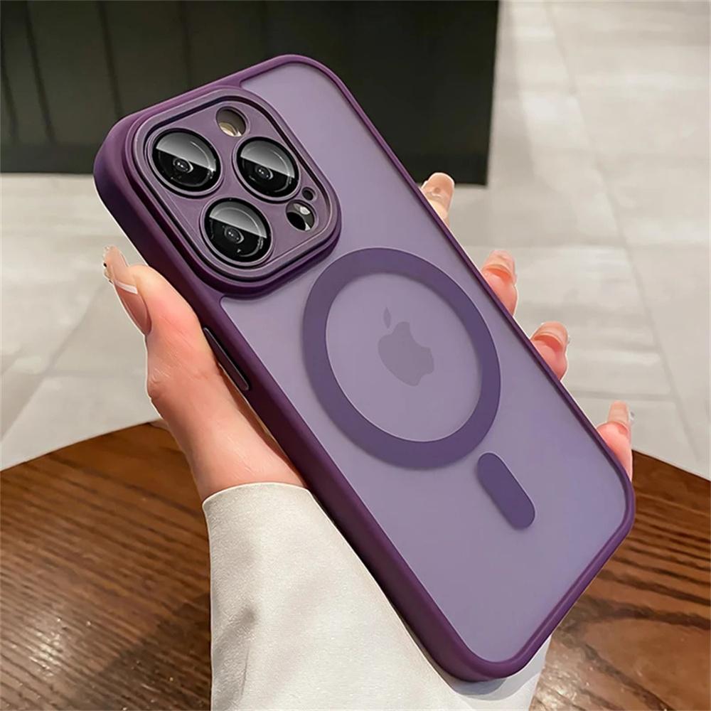 For iPhone 16 Magnetic Luxury Wireless Charge For Magsafe Case 15 14 13 12 11 Pro Max Matte Translucent Armor Shockproof Cover
