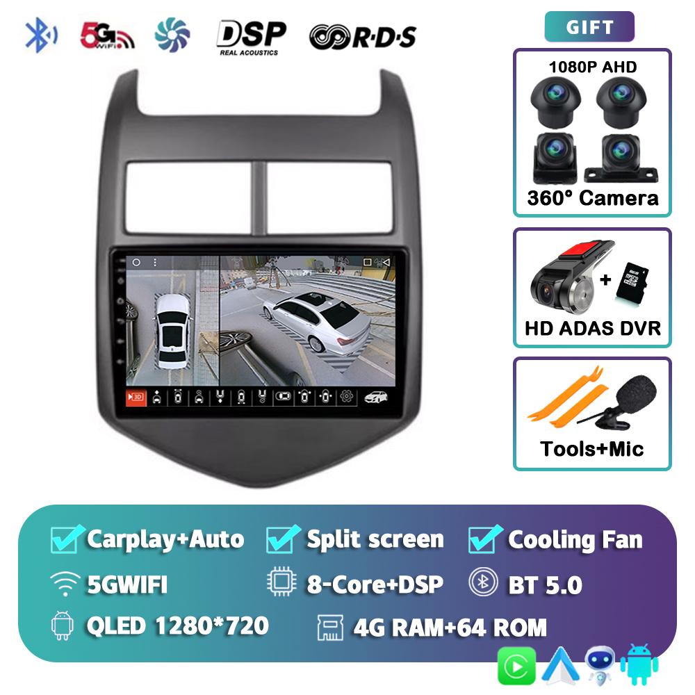 Android 14 Carplay Auto WIFI+4G Car Radio For Chevrolet Aveo 2 Sonic T300 2011-2015 Multimedia GPS Player Stereo 2din Head Unit