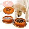 2-IN-1 Faltbare Silikon-Hundenapf Tragbarer Reise-Tierfutternapf Doppelter Futter- und Wassernapf für Outdoor-Trainingszubehör