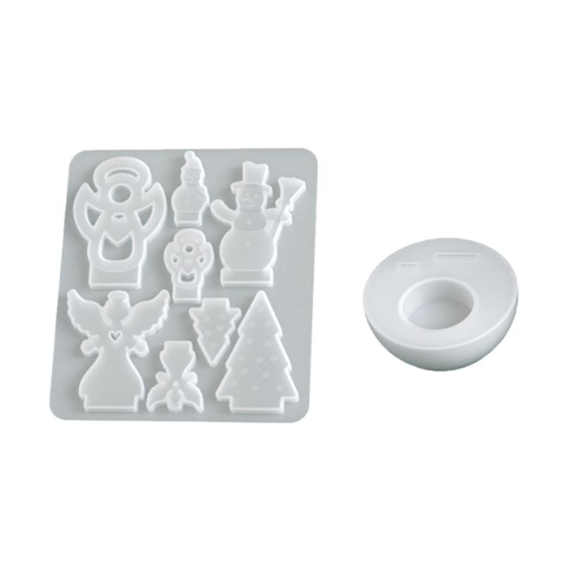 Round Reusable Silicone Candle Mould Set For Festival Snowman Christmas Designs 1