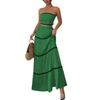 2026 Summer European & American Holiday Casual Strapless Lace Patchwork Long Dress & Two-Piece Women's Set
