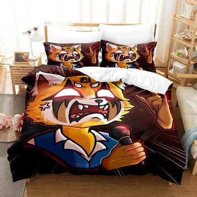 3D-gedrucktes Aggretsuko Retsuko Bettwäscheset Jungen Mädchen Einzel- Doppelgröße Bettbezug Kissenbezug Bett Jungen Erwachsene Heimtextil