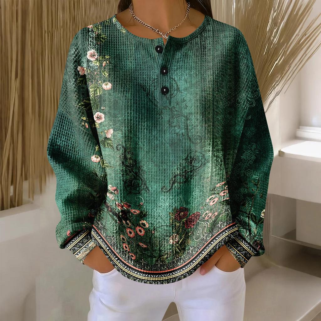 Women's Casual Shirts Long Sleeve Tops Button Up V Neck Loose Knit Fall Favorites For Women