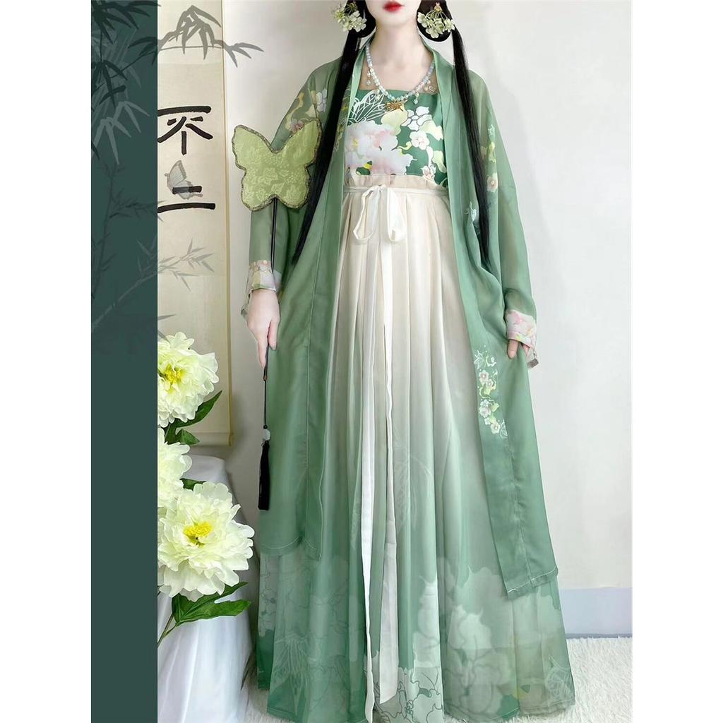 Women's Tang Dynasty Style Hanfu, Printed Hezi Skirt One-Piece Outfit, Traditional Chinese Daily Wear Costume