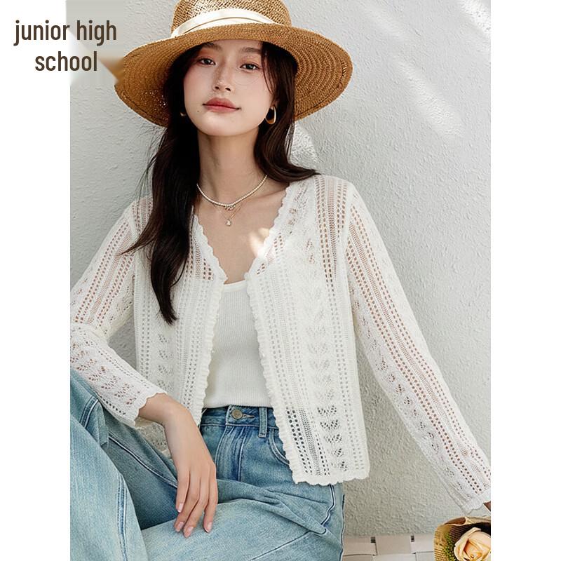 Women s V-Neck Open-Knit Cardigan Sweater M