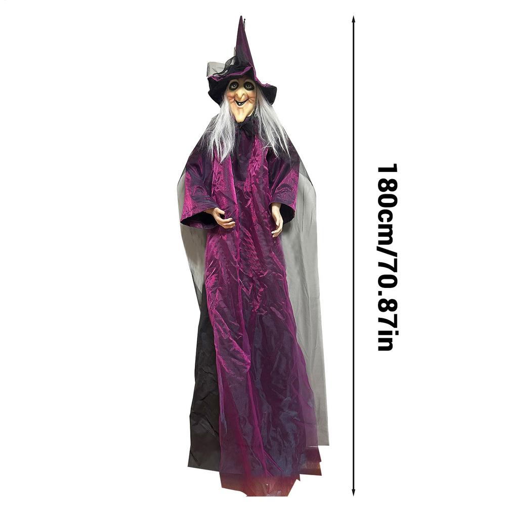 

Standing Witch Props Creepy Indoor Outdoor Flying Witch Sound Activated Witch Halloween Decor for Halloween Skull Prop Themed