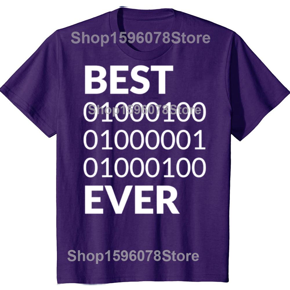 Best Dad Ever Binary Code Programmer Coder Fathers Day T Shirts Gifts Mens Clothing Fashion Casual Loose Oversized T Shirt