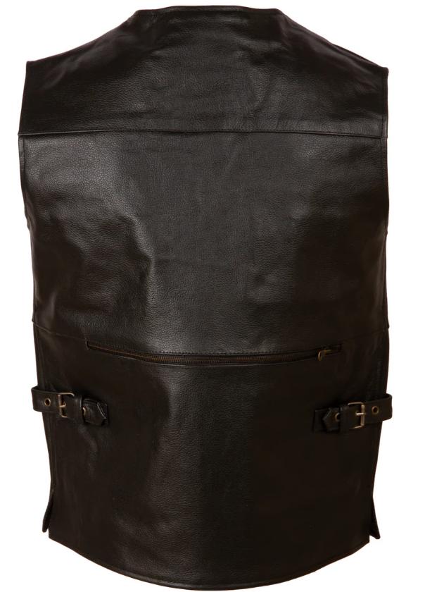AVIATRIX Men's Real Leather Travel Outdoor Waistcoat (TJUP) - Black