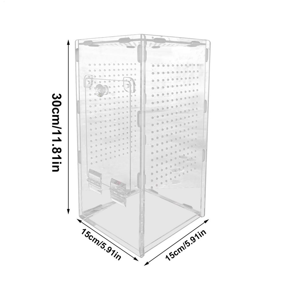 Jumping Spider Enclosure 30x15cm Transparent Acrylic Terrarium Ventilated Stackable Cage for Reptile Frog Lizard Gecko Habitat