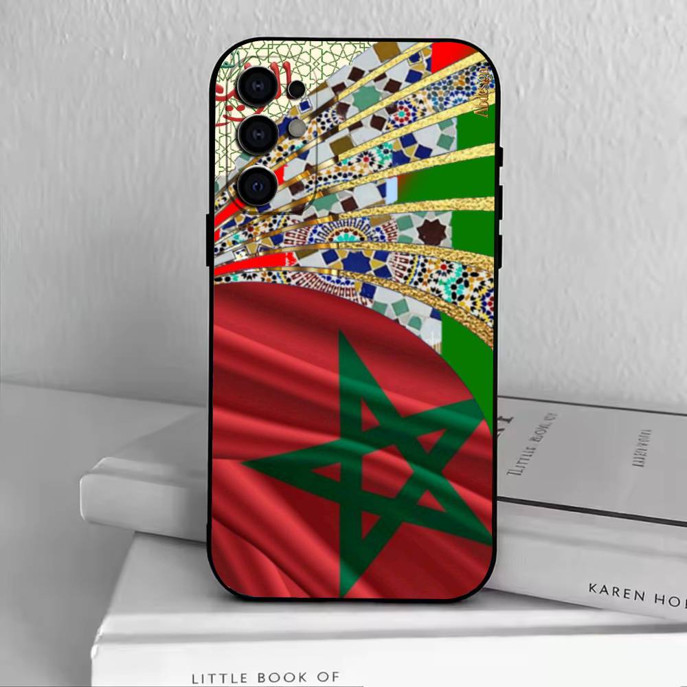 Morocco Flag Distressed  Phone Case Black Silicone Soft For Samsung S25,S24,S21,S22,S23,S30,Ultra,S20,Plus,Fe,Lite Samsung S23plus5G