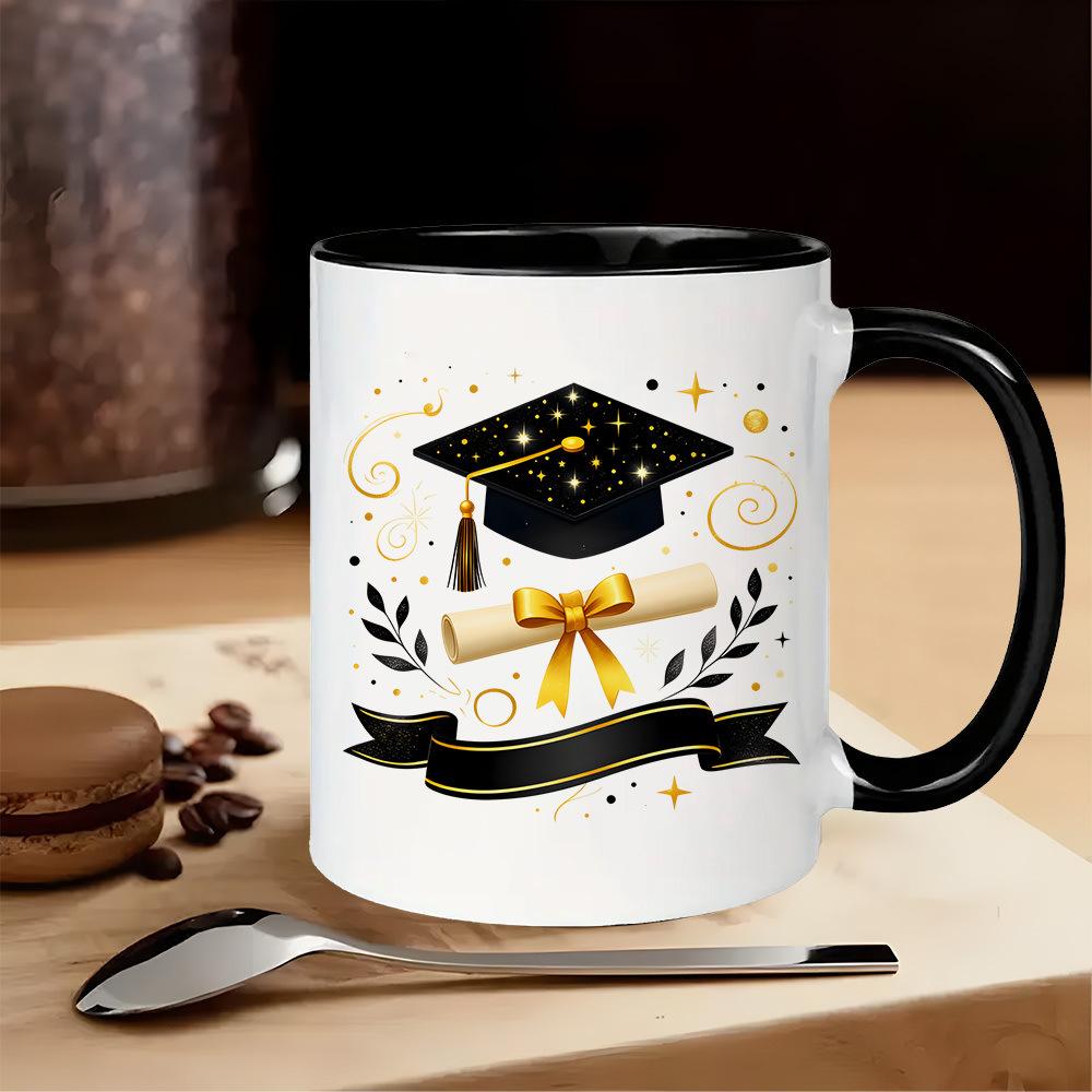 Multi-color graduation season ceramic cup creative gift mug large capacity coffee water cup
