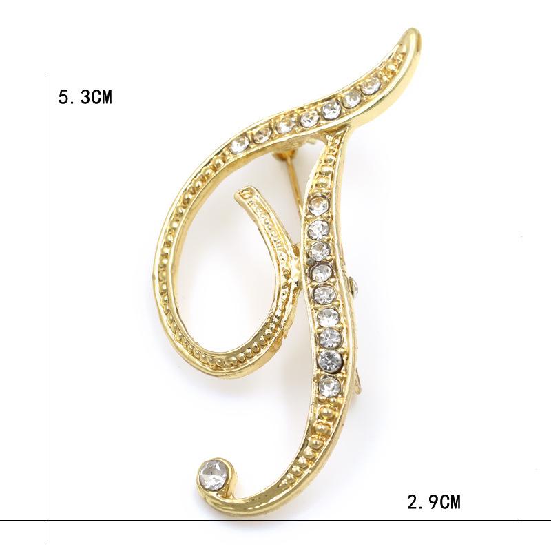Trendy 26-Letter Rhinestone Brooch Pin - Fashion Accessory for Clothing & Bags
