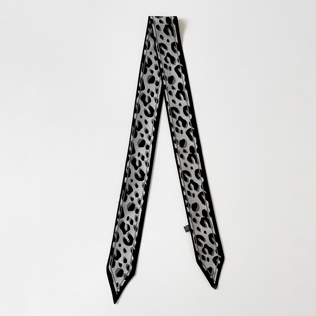 American Double-Sided Leopard Print Pointed Corner Versatile Streamer Fashion Headband Small Scarf Women'S Silk Scarf Streamer Long Scarf