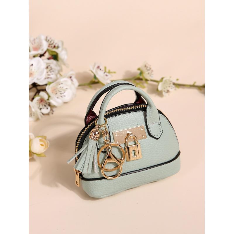 Chic Mini Coin Purse with Keychain - Korean Style