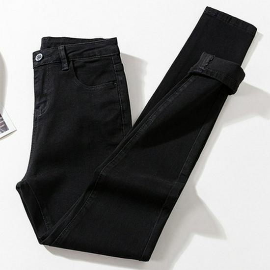 Jean en velours taille haute style coréen: Pantalon crayon chaud, élastique et slim pour femmes - Parfait pour l'automne et l'hiver