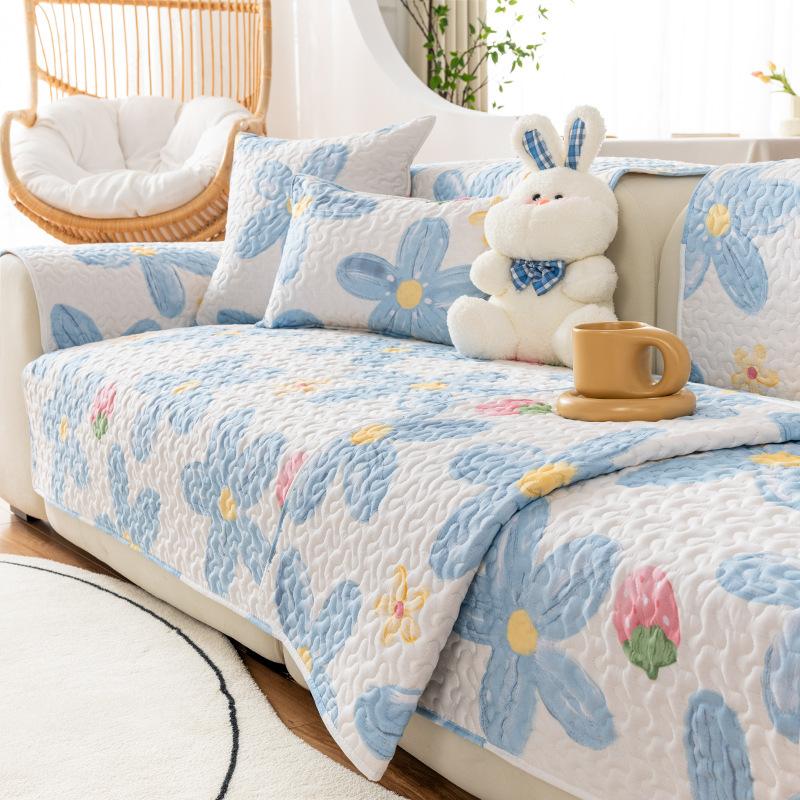 Pure Cotton Ins Style Fabric Non-Slip Sofa Cushion Four Seasons Universal Simple Sofa Cover Cover Backrest Cushion Cover Cloth