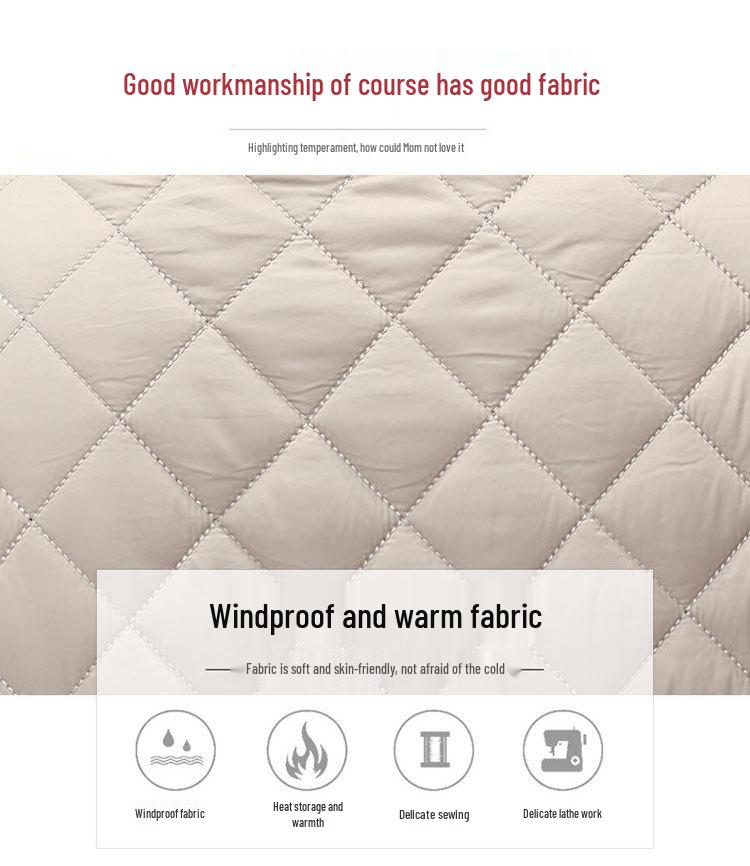 Plus Size Mid-Length Cotton Jacket for Women, 2024 Autumn/Winter, Middle-Aged Mother's Outerwear