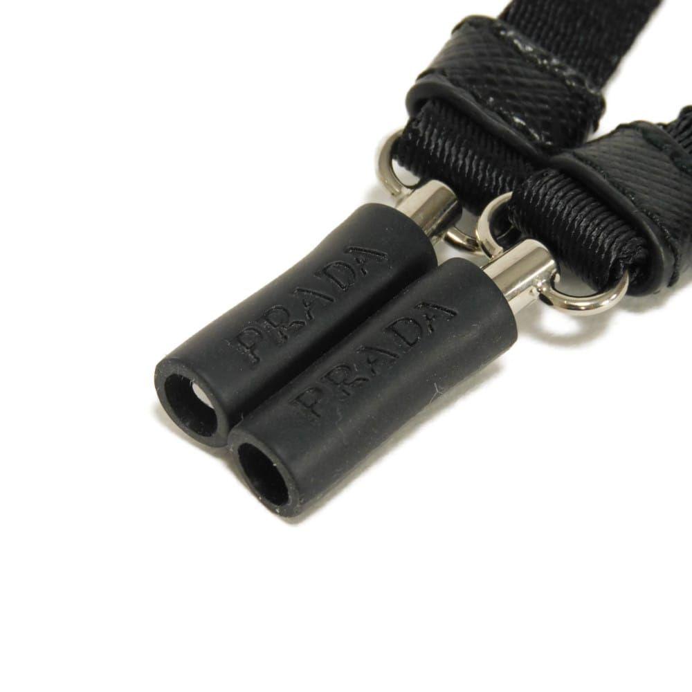 Used PRADA AirPods Carry Necklace Rubber Magnet Earphone D Ring Silver Logo Nylon Black Strap 2ZD007