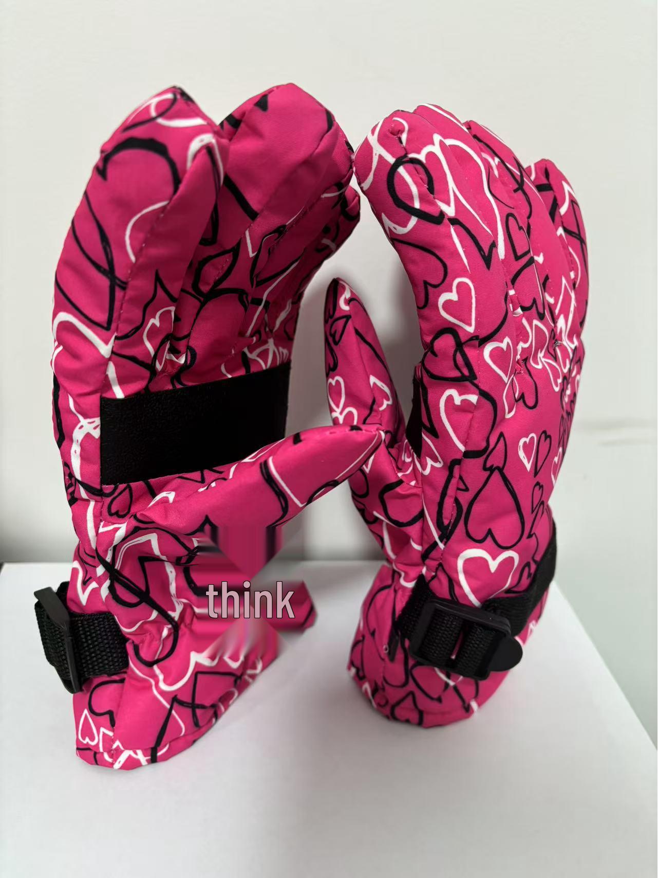 Heart Print Warm Cycling Gloves - Soft, Thickened, and Skin-Friendly for Cold Protection