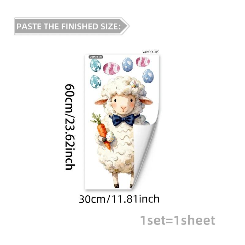 New Easter Flower Rabbit Sticker Self-Adhesive Waterproof Wall Stickers PVC Removable Wall Decal Window Decoration