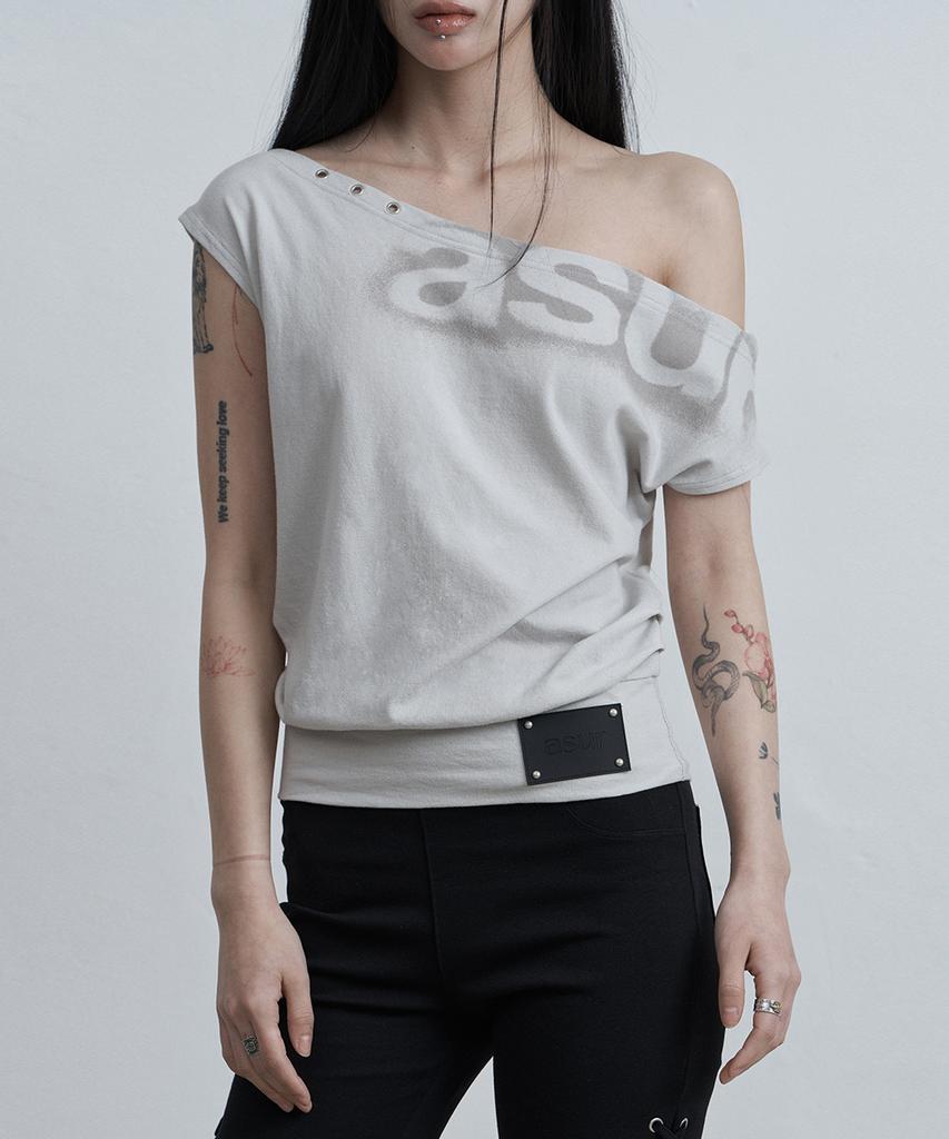 Aejeuyua Dolman Loose Crop T-Shirt Light Grey