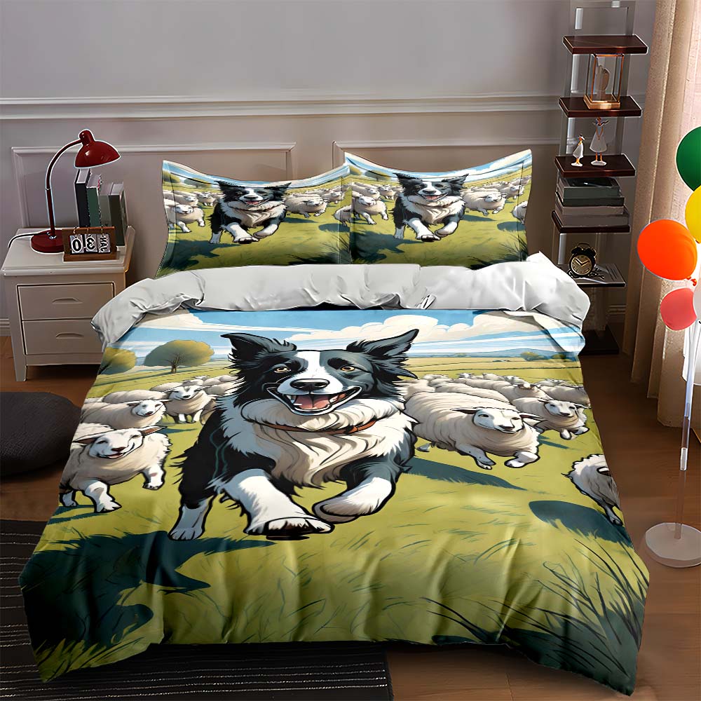 Border collie herding sheep. Bedding sets Duvet cover sets Duvet covers Pillowcases(1 * Duvet Cover 2 * Pillowcases, without duvet insert) 135x200cm