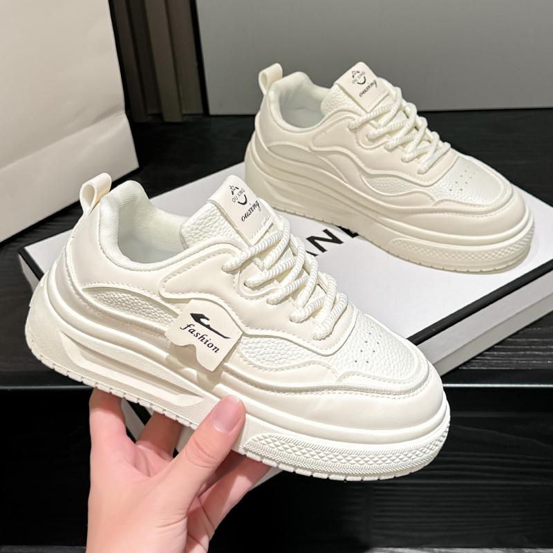 Spring and Autumn new sports and leisure ins platform leather single shoes board shoes