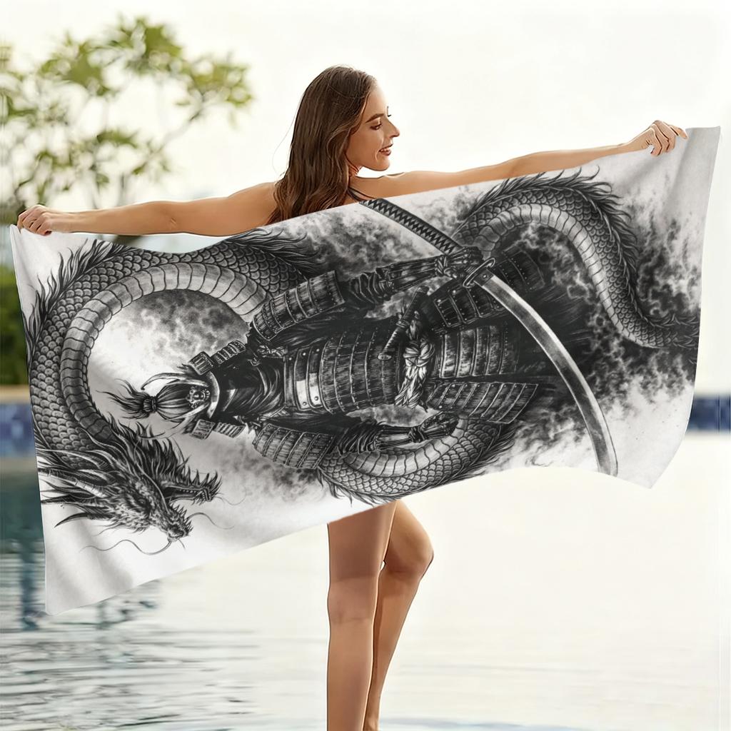 Japanese Samurai Beach Towel Quick-drying Small To Large Towel Suitable for Beach Yoga Gym Pool Camping Summer Gift for Friends