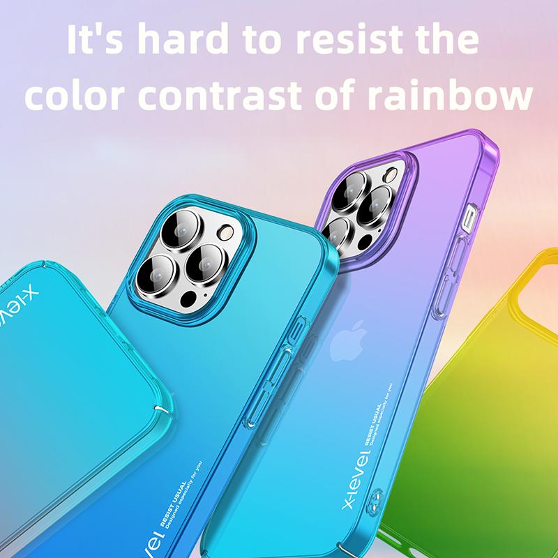 X-LEVEL For iPhone 15 Pro Max Colorful Series Hard PC Back Protector Case Color Splicing Phone Cover