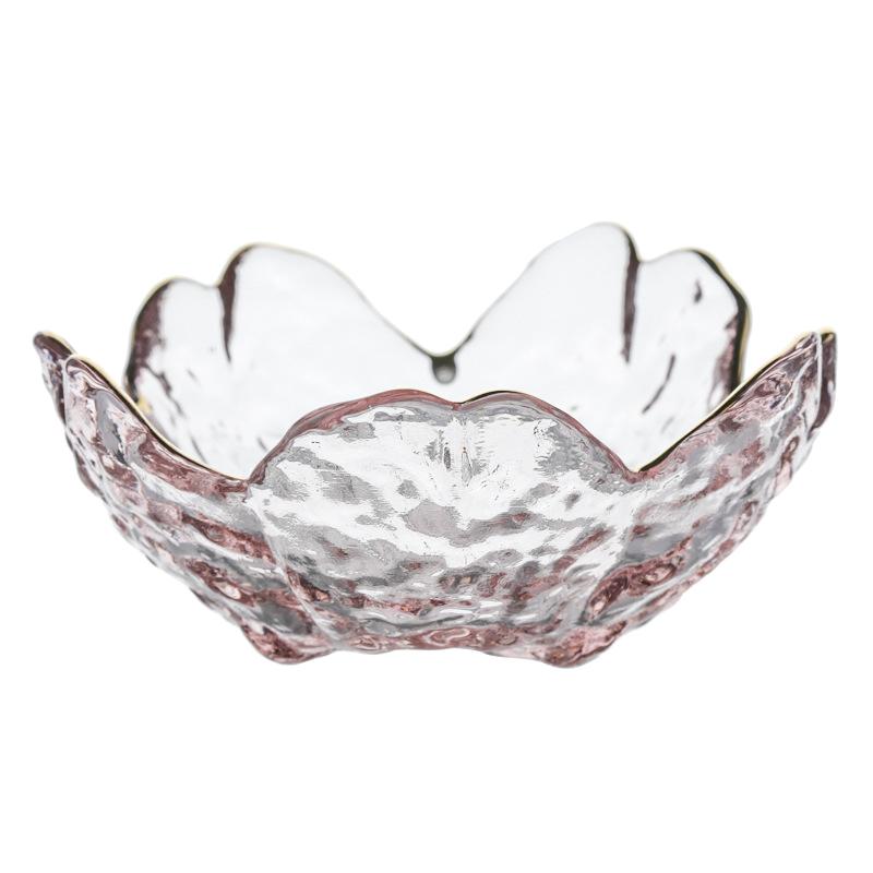 Small Glass Dish Nordic Style Gold Inlay Glass Sauce Bowl Bbq Seasoning Dipping Flower Petal Bowl Glass Seasoning Dish