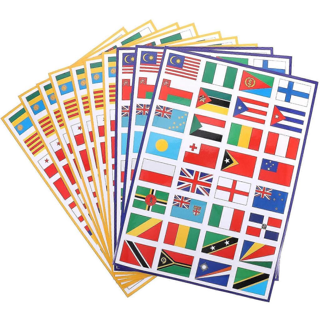 10 Fogli Adesivi per Laptop Bandiere Adesivi Passaporto Bandiere dei Paesi Adesivi Adesivi per Planner Mondiale