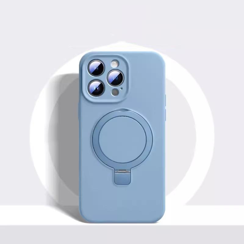 Magnetic Kickstand Liquid Silicone Phone Case For MagSafe iPhone 17 Air 16 Plus 15 14 13 12 Pro Max 17Pro 16Pro Shockproof holder Protective Cover
