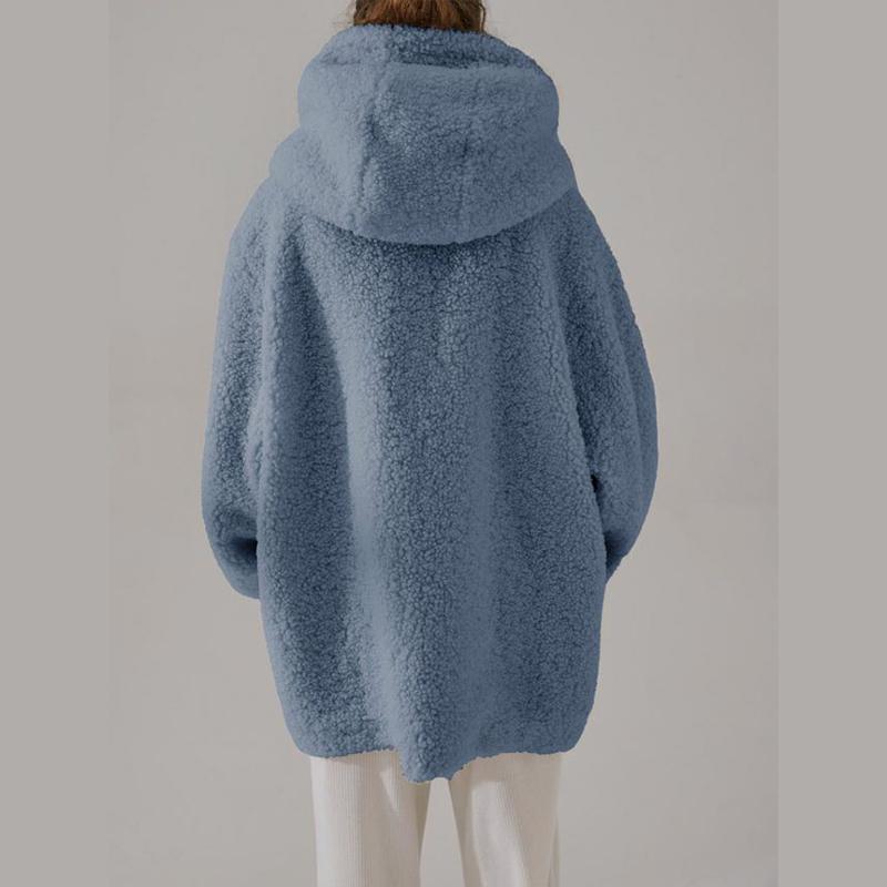 Fashionable Hooded Sweatshirt Women Solid Color Casual Pullover Top