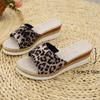 Large Size Slope Heel Cool Slippers Women's Summer New Fashion Leopard Print Muffin Thick Bottom Women's Slippers