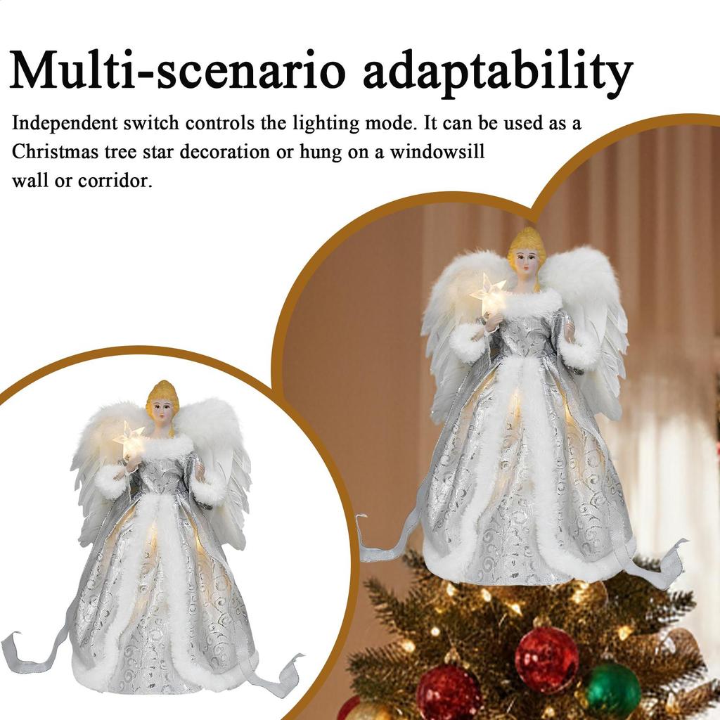 Angel Christmas Tree Topper Christmas Angel Pendants With Light Small Topper Treetop Ornaments For Holiday Living Room Outdoor